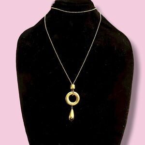 Vintage M.J. Carroll gold tone ball chain drop pendant necklace